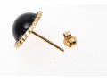 14k Yellow Gold Classic Small Black Onyx Dome Earrings
