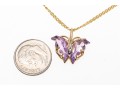14k Yellow Gold Lovely Amethyst Butterfly Pendant, With Chain