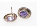 Sterling Silver Pretty Amethyst Line Bracelet Paired With Purple Cz Earrings