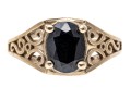 14K And Opaque Sapphite Scrollwork Ring, Size 6.5