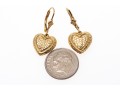 14k Yellow Gold Pretty Diamond Cut Puffed Heart Drop Earrings