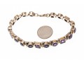 Sterling Silver Pretty Amethyst Line Bracelet Paired With Purple Cz Earrings