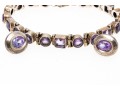 Sterling Silver Pretty Amethyst Line Bracelet Paired With Purple Cz Earrings