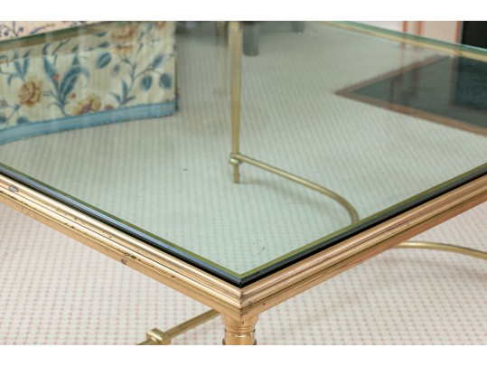 Elegant Gold Tone Brass Coffee Table 