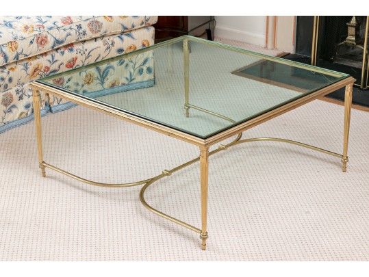 Elegant Gold Tone Brass Coffee Table 