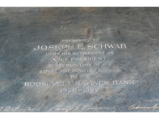 Impressive Tiffany & Co. 35.020 OZT  Roosevelt Savings Bank Award Tray 35.020 OZT