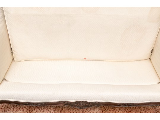 Carved Mahogany Upholstered Setee Frame- Reupholstery Needed.