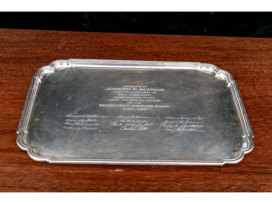 Impressive Tiffany & Co. 35.020 OZT  Roosevelt Savings Bank Award Tray 35.020 OZT