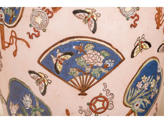 Pair Of Lidded Cloisonné Urns Made In Macau 