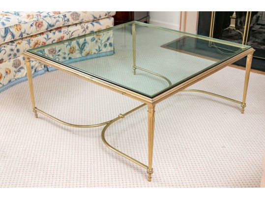 Elegant Gold Tone Brass Coffee Table 