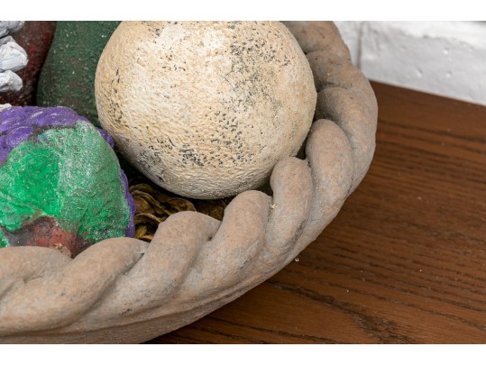 Artisanal Cement Bowl And Fruit