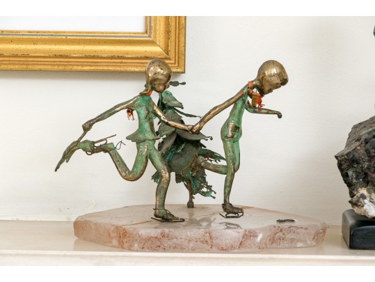 Malcolm Moran Bronze Sculptures Mounted On Stone, Each Stamp Signed