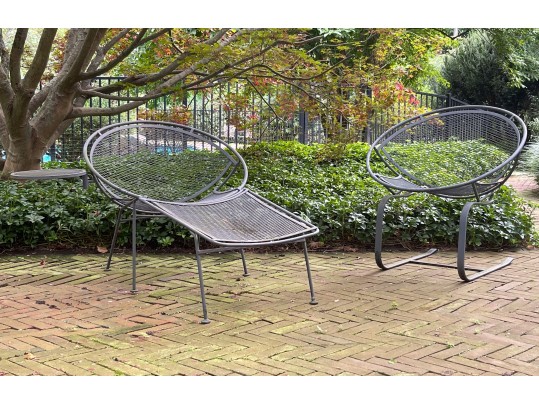 Maurizio Tempestini For Salterini, Lounge Bucket Chair With Side Table And Rocker Bucket Chair