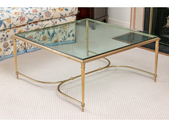 Elegant Gold Tone Brass Coffee Table 