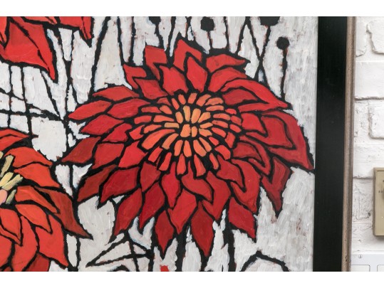 Cutler, Oil On Panel Floral Art