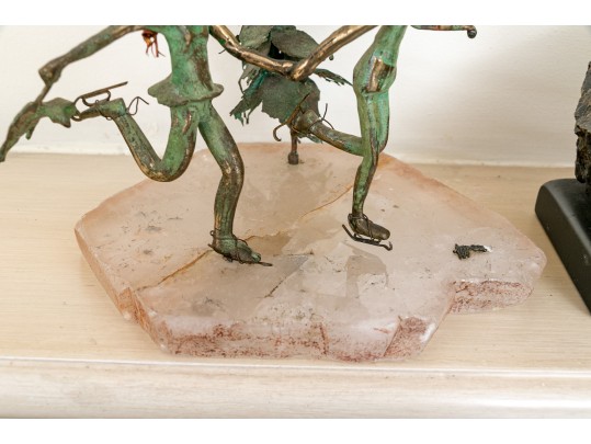 Malcolm Moran Bronze Sculptures Mounted On Stone, Each Stamp Signed
