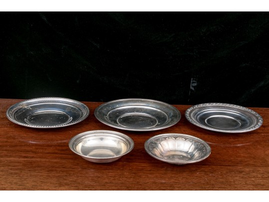 Collection Of Five Sterling Silver Trays/dishes 18.900 OZT 