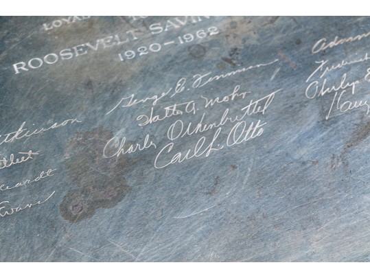 Impressive Tiffany & Co. 35.020 OZT  Roosevelt Savings Bank Award Tray 35.020 OZT