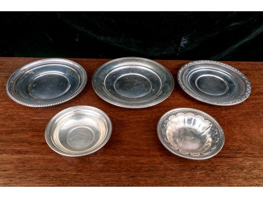 Collection Of Five Sterling Silver Trays/dishes 18.900 OZT 