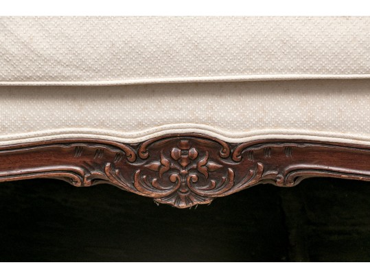 Carved Mahogany Upholstered Setee Frame- Reupholstery Needed.