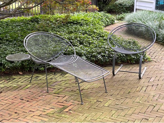 Maurizio Tempestini For Salterini, Lounge Bucket Chair With Side Table And Rocker Bucket Chair