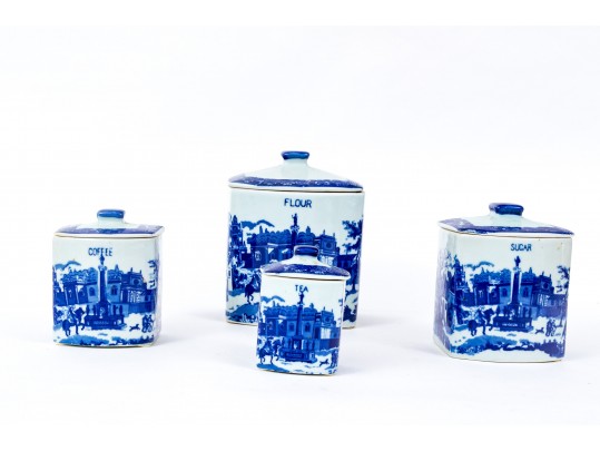 Set Of Four Reproduction English-style Graduated Condiment Jars