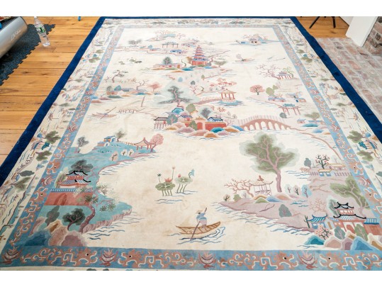 Art Deco Chinese Pictorial Rug 12' 3