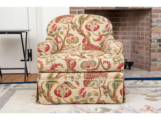 Custom Upholstered Armchair With Pleated Skirt