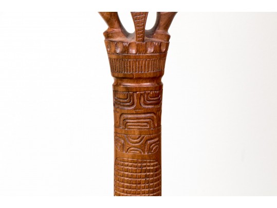 Carved Tribal Paddle In Form Of A Bird