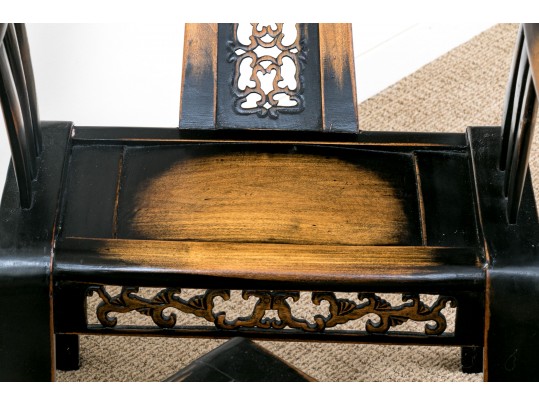 Chinese Ming Style 3pc Horseshoe Chair And Tea Table Set