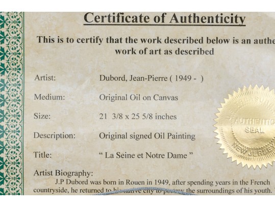 Dubord, Jean-Pierre (French, 1949 ). Oil On Canvas 