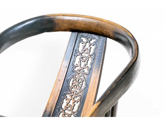 Chinese Ming Style 3pc Horseshoe Chair And Tea Table Set