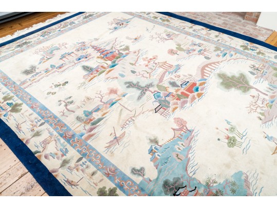 Art Deco Chinese Pictorial Rug 12' 3