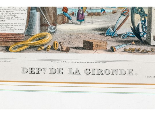 Antique French Colored Wine Reginos Of France Map 