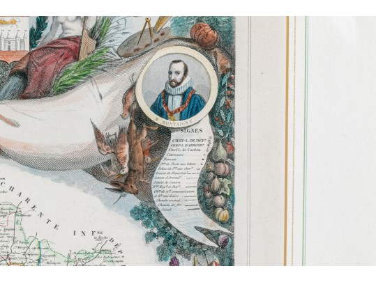 Antique French Colored Wine Reginos Of France Map 