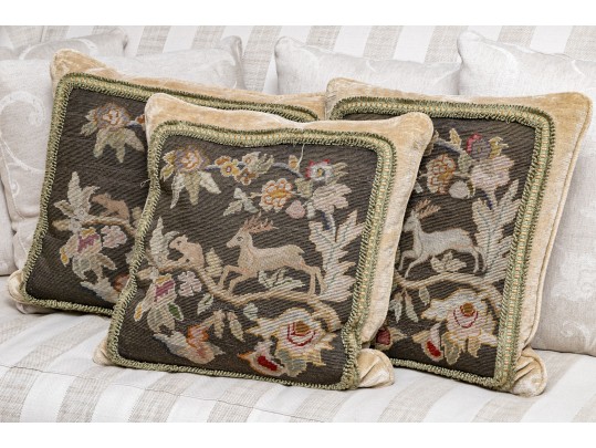 Three 21” Needlepoint Pillows