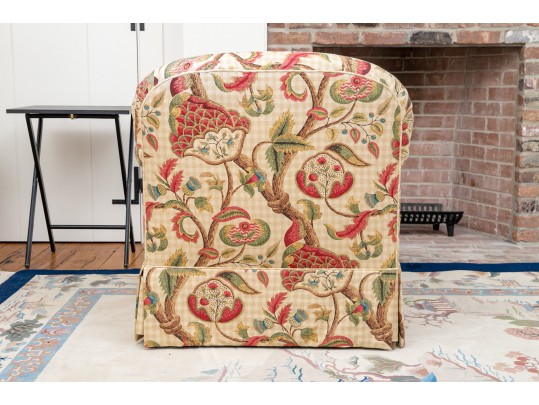 Custom Upholstered Armchair With Pleated Skirt
