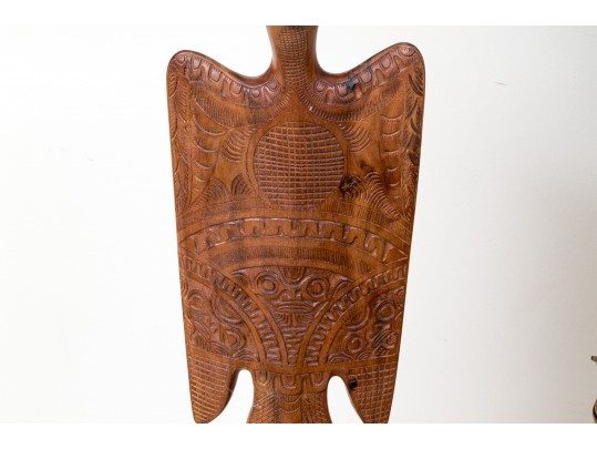 Carved Tribal Paddle In Form Of A Bird