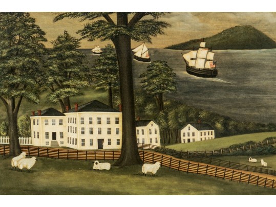 Sharon Trenoweth,( American, B. 1949) Folk Art Landscape Giclee Orignal Cost $450