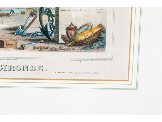 Antique French Colored Wine Reginos Of France Map 