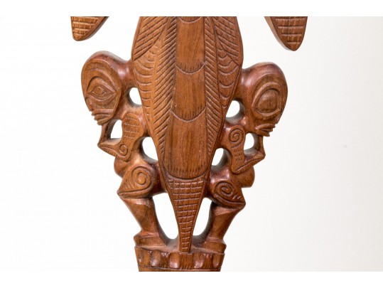 Carved Tribal Paddle In Form Of A Bird