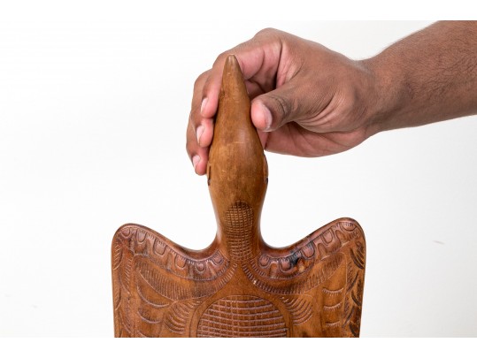 Carved Tribal Paddle In Form Of A Bird