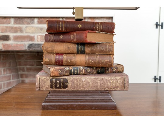 Pair Of Book Lamps With Parchment Shades