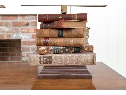 Pair Of Book Lamps With Parchment Shades
