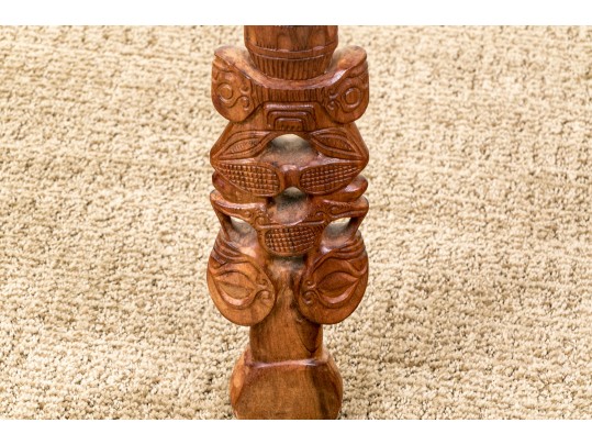 Carved Tribal Paddle In Form Of A Bird