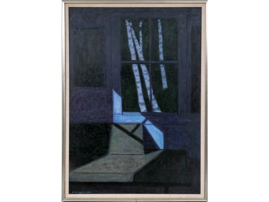 John Ireland Collins, American (1926-1982)  Oil On Canvas “Interior By Moonlight”