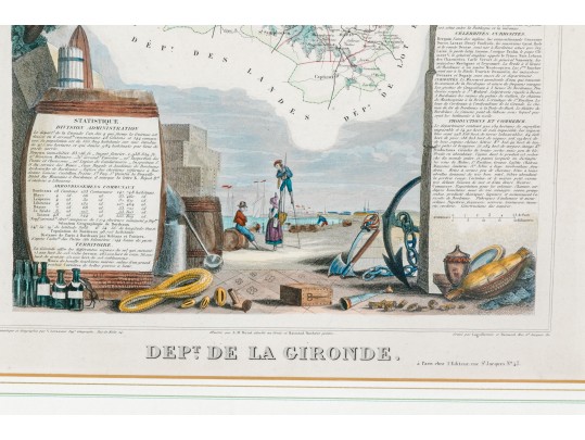 Antique French Colored Wine Reginos Of France Map 