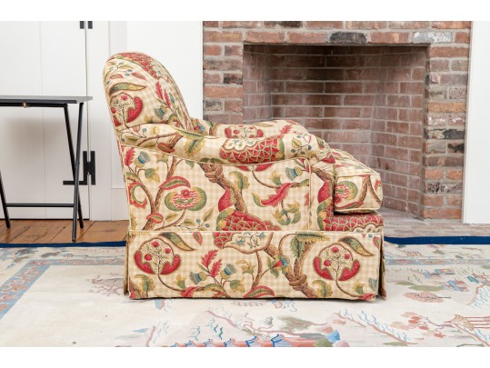 Custom Upholstered Armchair With Pleated Skirt