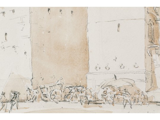 Herman A. Webster Pencil And Wash Drawing On Paper Depicting Porta Romana Florence, Italy