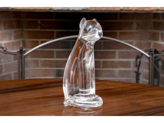 Impressive 20th-Century Murano Crystal Cat Figure